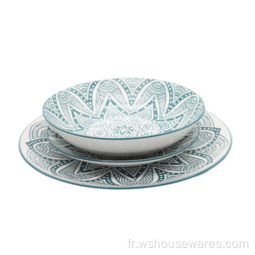 Impression de tampon de vaisselle en porcelaine en gros de style occidental